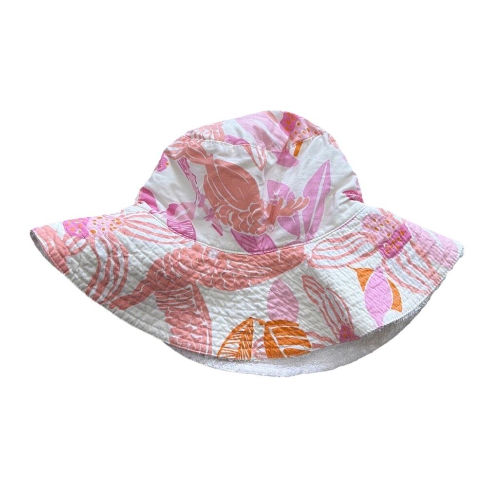Vintage Lilly Pulitzer Bucket Hat Pink Orange Cockatoo Terry Lined Resort - Picture 2 of 13